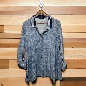 LIOR Paris Women’s Relaxed Long Sleeve Button Down Blouse Shirt